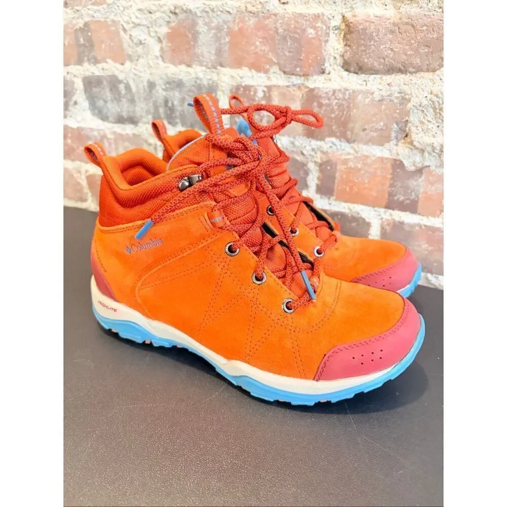 COLUMBIA | Fire Venture • Red Orange Blue Mid Waterproof Women's Multisport Outd